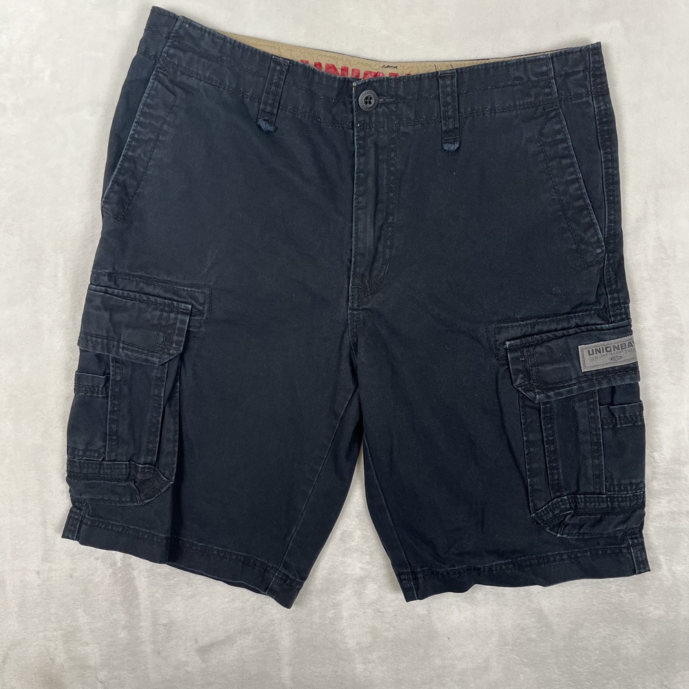 VTG Unionbay Cargo Shorts Mens 32 Black 10 Inseam Utility Pockets Casual Y2K